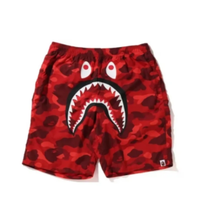 BAPE Color Camo Shark Beach Shorts Red