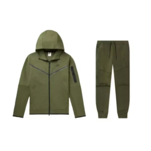 Nike Sportswear Tech Fleece Full Zip Hoodie & Joggers Set Rough Green and Black