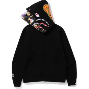 BAPE ABC Camo Shark Wide Fit Full Zip Double Hoodie Black
