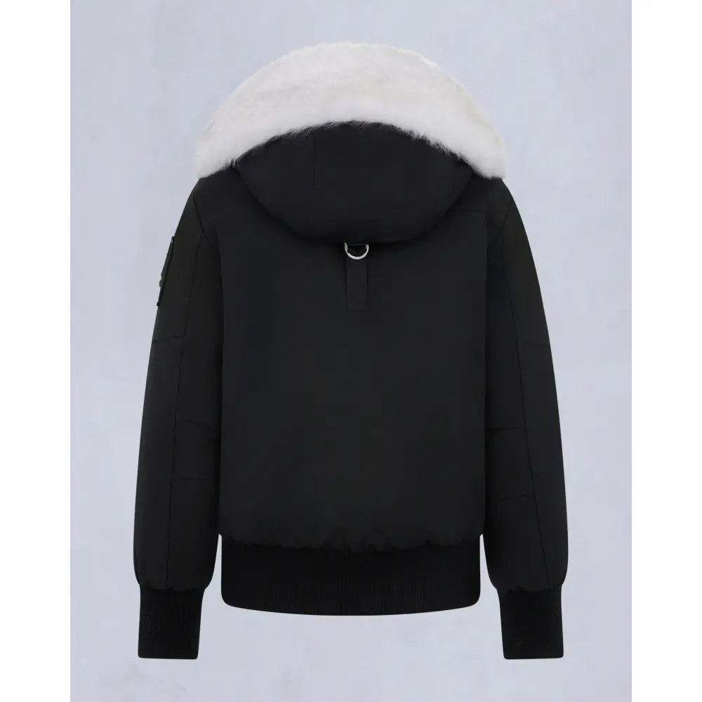 Moose Knuckles ORIGINAL DEBBIE SHEARLING TRIM BOMBER JACKET BLACK/NATURAL (NFC) - Image 2