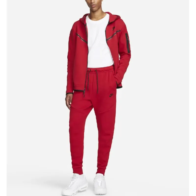 Nike Sportswear Tech Fleece Full-Zip Hoodie & Joggers Set Red - Image 2