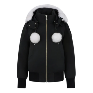 Moose Knuckles ORIGINAL DEBBIE SHEARLING TRIM BOMBER JACKET BLACK/NATURAL (NFC)