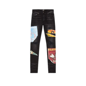 AMIRI Playboy Magazine Skinny JeanAged Black