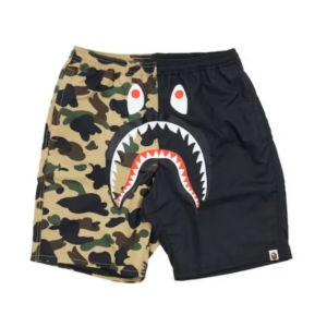 BAPE Half 1st Camo Shark Beach Shorts Black/Yellow