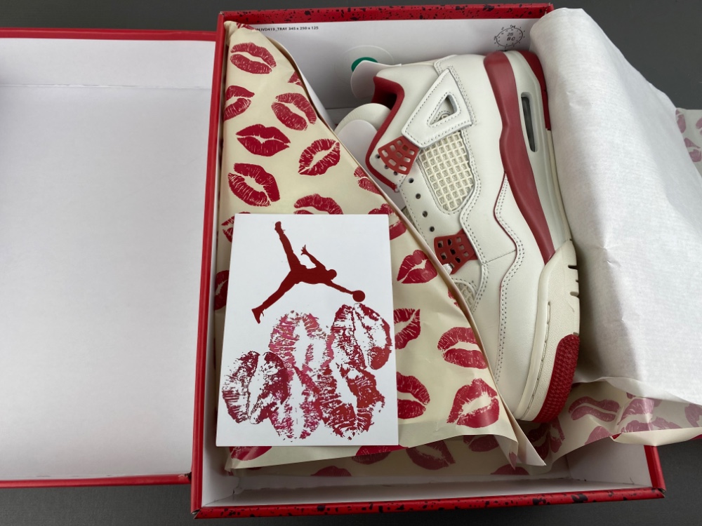 Air Jordan 4 “ Valentine's Day Beige and Red" - Image 4