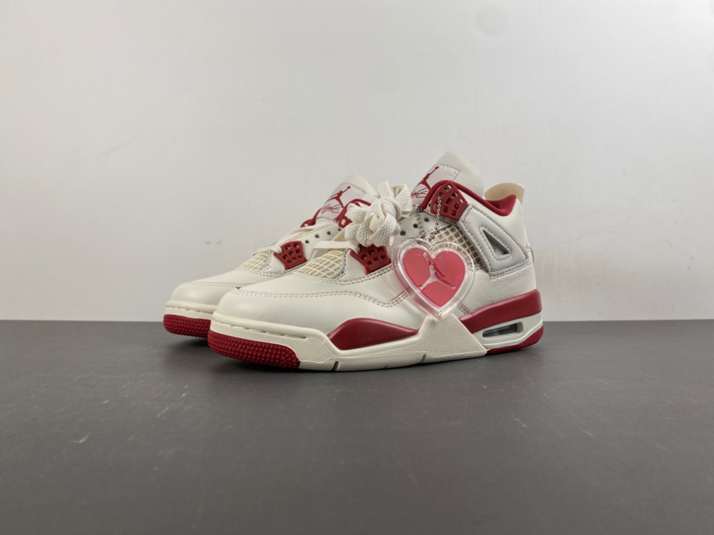 Air Jordan 4 “ Valentine's Day Beige and Red" - Image 2