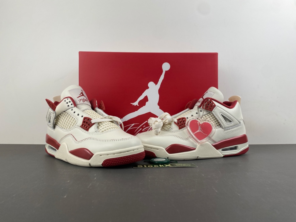 Air Jordan 4 “ Valentine's Day Beige and Red"